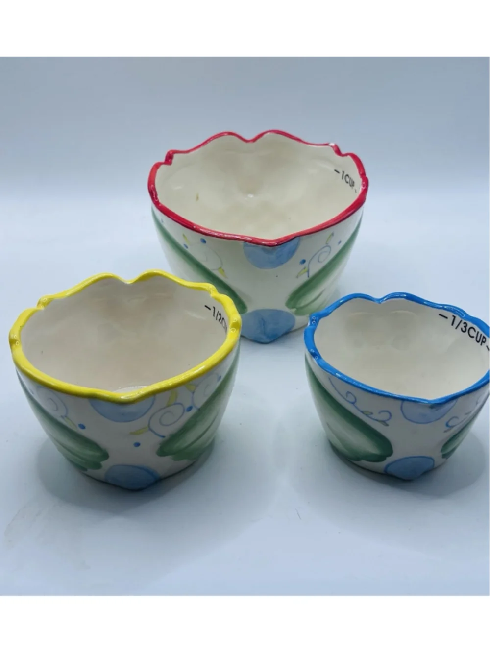 Pier 1 Imports Nesting Owl Measuring Cups ~ Set of 3 ~ Red Yellow Blue